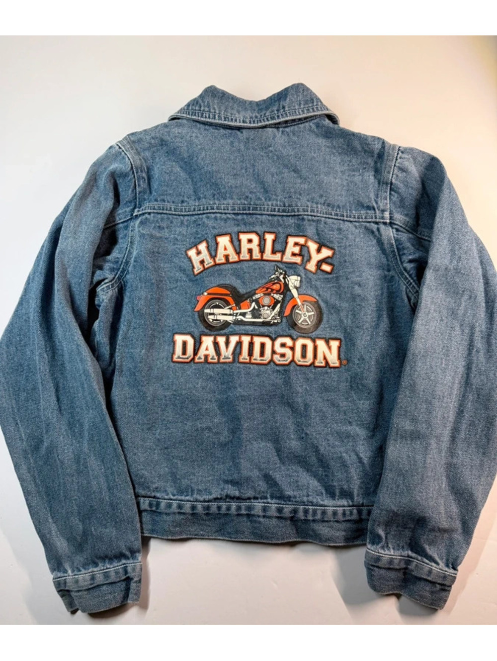 Harley-Davidson Youth Motorcycle Graphic Denim Jacket Size 12/14